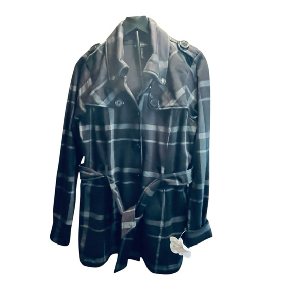 Self Esteem Jacket Double Breast Trench Coat Black-Gray Check Juniors Large Y2K - Picture 4 of 14